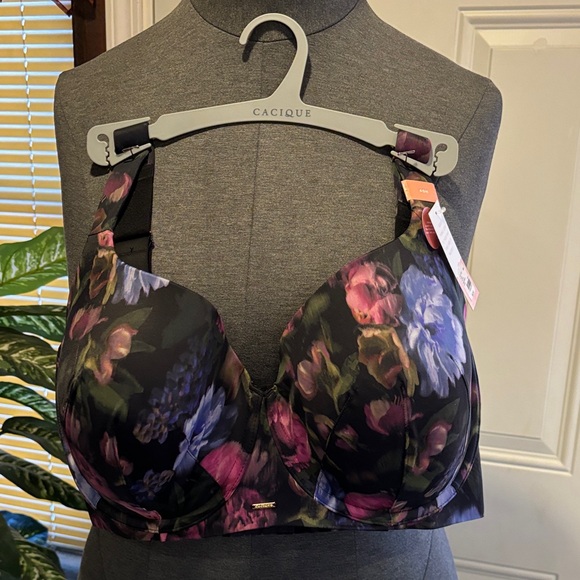 Cacique Other - Cacique Floral Print Bra - Black and Purple